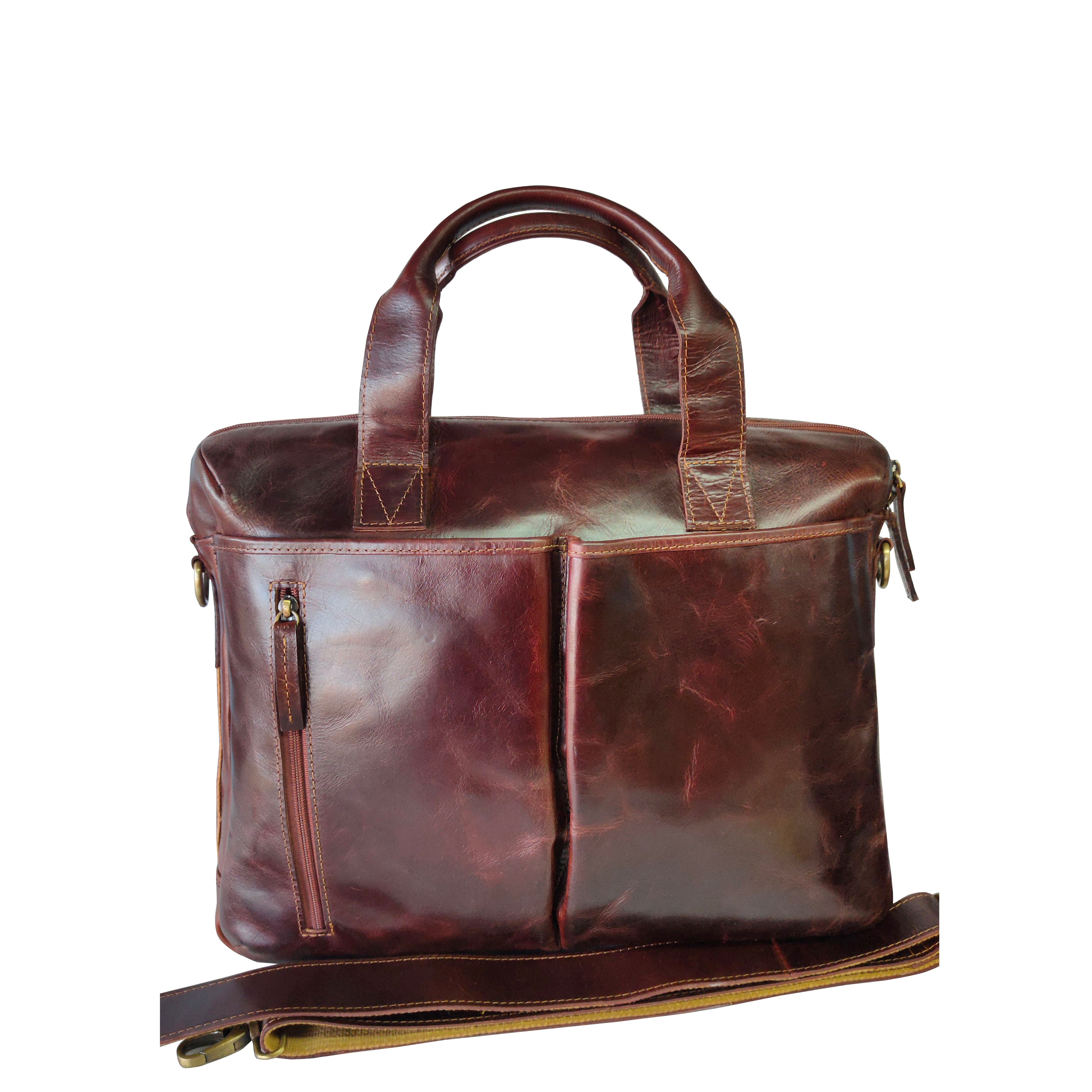 Angus laptop bag burnish dark cognac