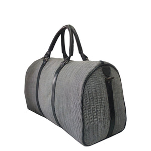 Cody duffel bag herringbone canvas and black leather