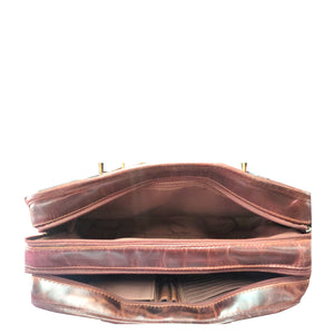 LEVINE WITH DOUBLE COMPARTMENT BURNISH DARK COGNAC
