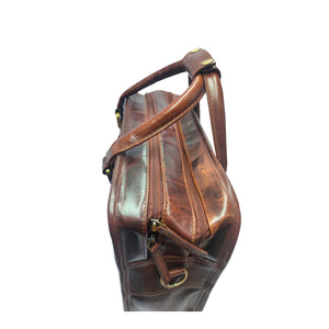 LEVINE WITH DOUBLE COMPARTMENT BURNISH DARK COGNAC