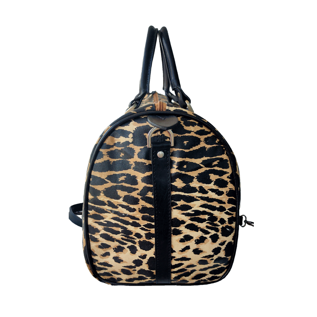 Cody travel leopard print canvas and black leather
