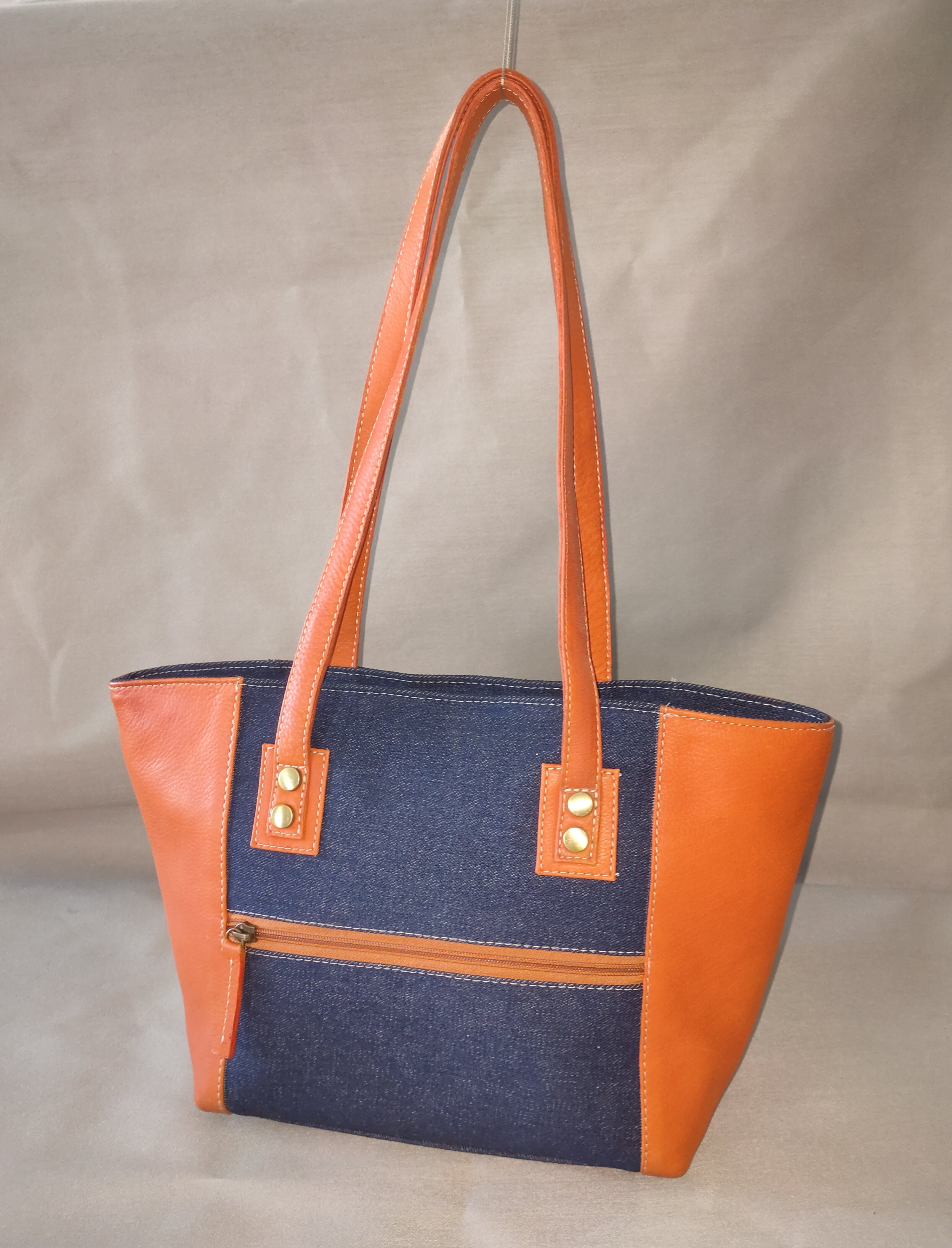 Maya ostrich print blue and denim blue  handbag