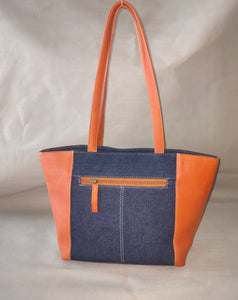 Maya ostrich print blue and denim blue  handbag
